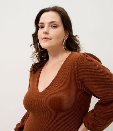 Vestido Midi Sorella con Manga Abullonada Curve & Plus Size 3