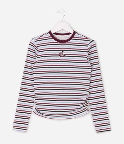 Blusa Infantil Slim Rayada con Drapeado – Talle 5 a 16 años 2