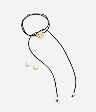 Conjunto de Collar en Gamuza con Colgante y Caravanas Aro 2