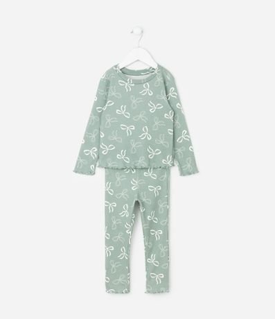 Pijama Infantil Blusa y Pantalón con Estampado de Moñitas – Talle 2 a 8 años