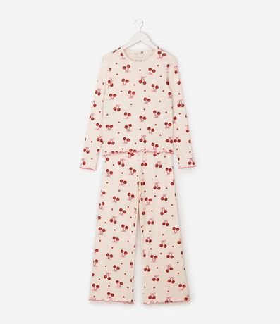 Pijama Infantil Rib Estampa Cereza - Talle 5 a 16 años 2