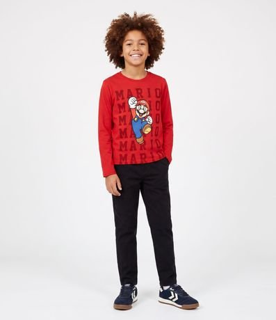 Remera Infantil Manga Larga con Estampa de Mario – Talle 4 a 12 años