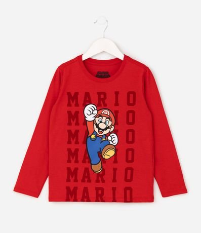 Remera Infantil Manga Larga con Estampa de Mario – Talle 4 a 12 años