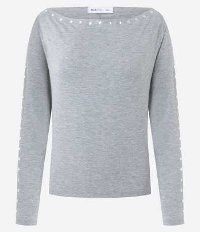 Blusa Hombro a Hombro en Viscolino con Tachuelas Contrastantes 5