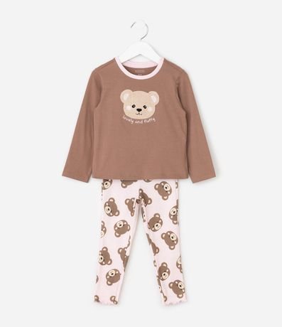 Pijama Infantil Largo en Algodón con Bordado de Osito - Talle 1 a 6 años 2