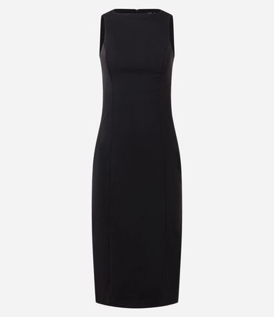 Vestido Midi en Bengalina con Encaje Trasero