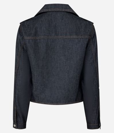 Campera Biker en Jeans Estructurada con Cremallera 6