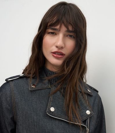 Campera Biker en Jeans Estructurada con Cremallera 3