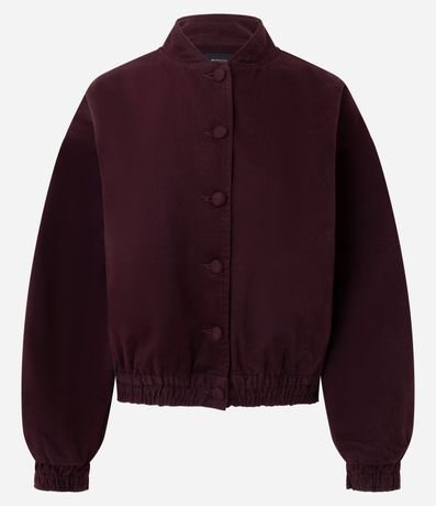 Campera Bomber en Sarga con Botones Forrados y Ajustes 6