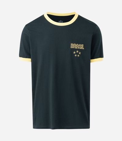 Remera Deportiva Dry con Lettering Brasil Bordado 5