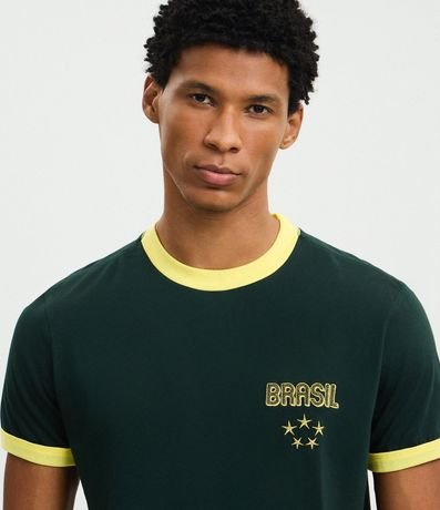 Remera Deportiva Dry con Lettering Brasil Bordado 4