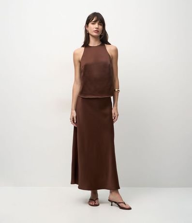 Blusa Satinada con Escote Halter 2