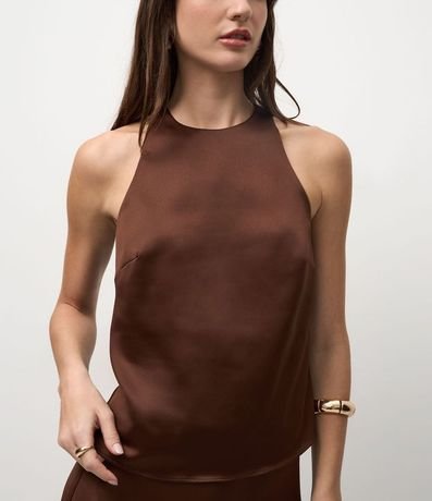 Blusa Satinada con Escote Halter 3