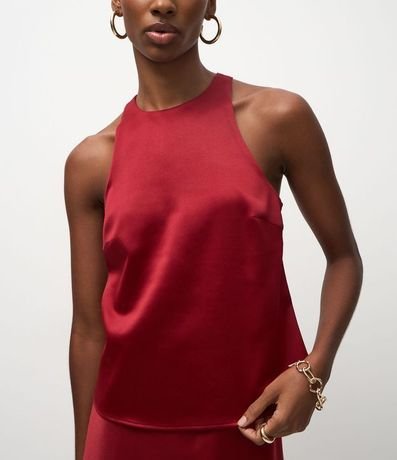 Blusa Satinada con Escote Halter 4