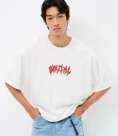 Remera Overboxy en Algodón con Estampado Lettering Brutal y Esqueleto 1