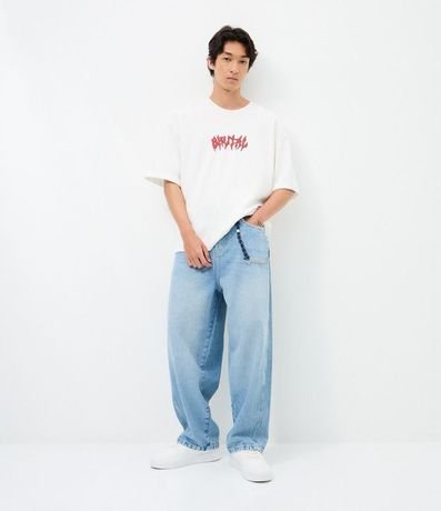 Remera Overboxy en Algodón con Estampado Lettering Brutal y Esqueleto 2