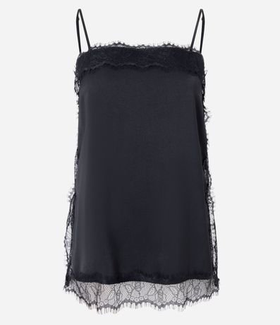 Blusa Satinada con Escote Cuadrado y Encaje Aplicado 5