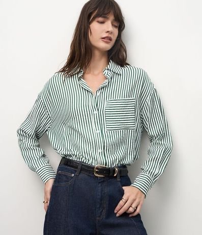 Camisa en Tricolina con Estampa Rayada