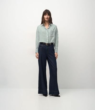 Camisa en Tricolina con Estampa Rayada 2