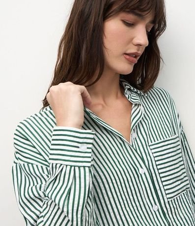 Camisa en Tricolina con Estampa Rayada 3