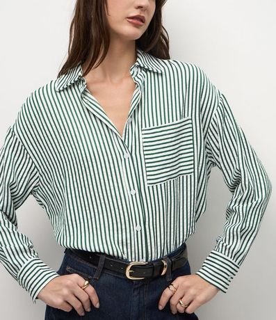 Camisa en Tricolina con Estampa Rayada 4