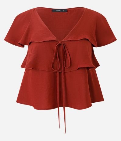 Blusa en Viscosa con Volados y Lazo Delantero 5
