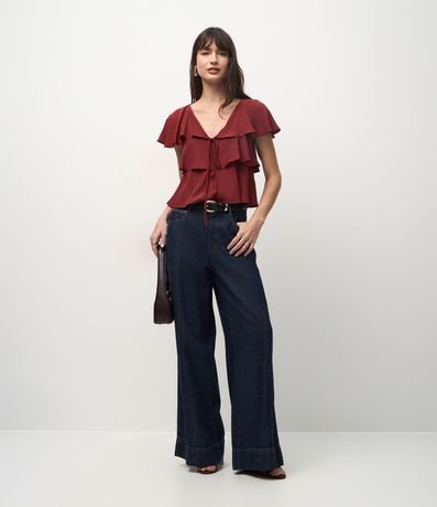 Blusa en Viscosa con Volados y Lazo Delantero 2