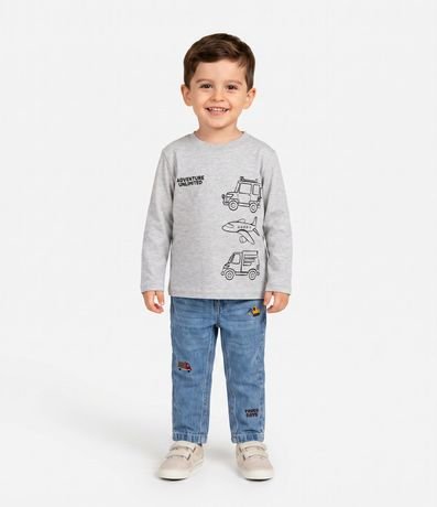 Remera Infantil con Estampa de Aviones y Coches – Talle 1 a 5/6 años