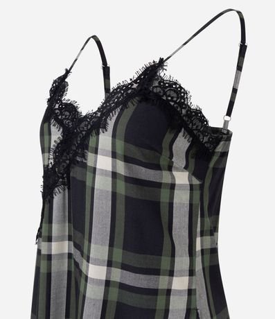 Blusa de Cuadros con Encaje y Ruedo Asimétrico 2