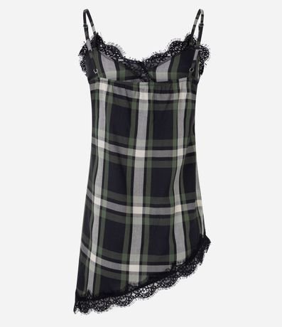 Blusa de Cuadros con Encaje y Ruedo Asimétrico 3
