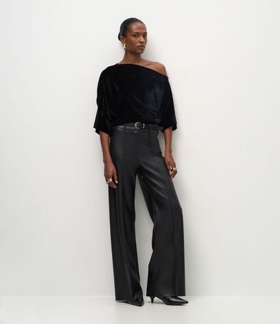 Blusa Asimétrica en Terciopelo con Frunzidos 2