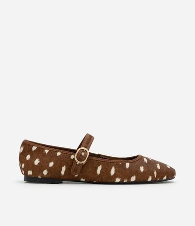 Zapatilla en Cuero con Estampa Animal Print
