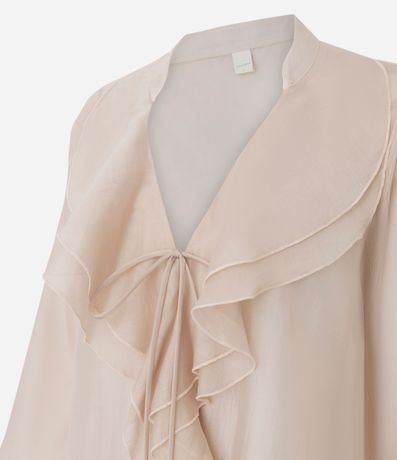 Blusa Amplia en Organza con Escote en V y Volados 6