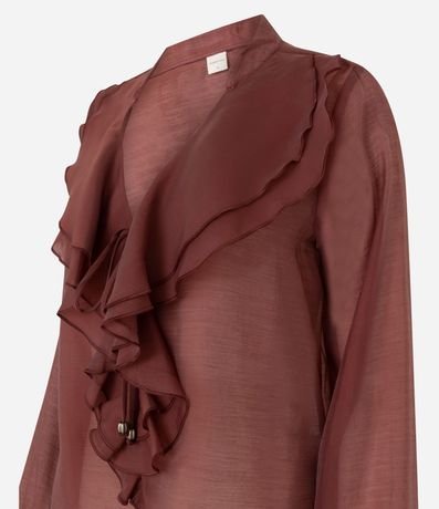 Blusa Amplia en Organza con Escote en V y Volados 7