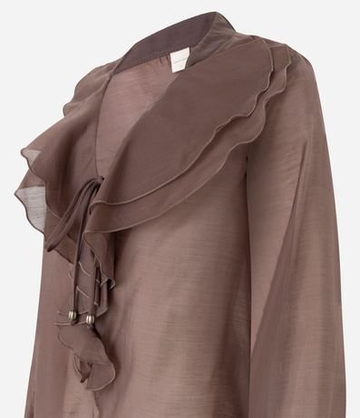 Blusa Amplia en Organza con Escote en V y Volados 6