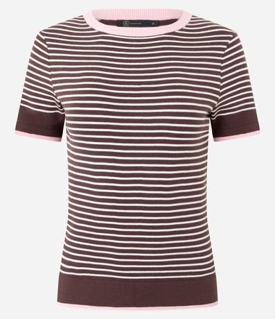 Blusa Regular en Punto con Estampado Rayada 5