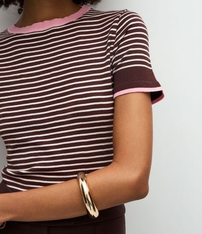 Blusa Regular en Punto con Estampado Rayada 4