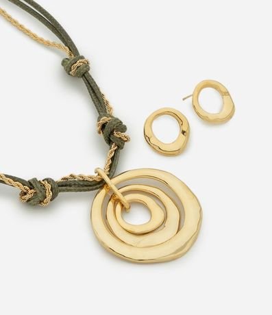 Conjunto de Collar con Nudo y Caravanas con Colgante Redondeado