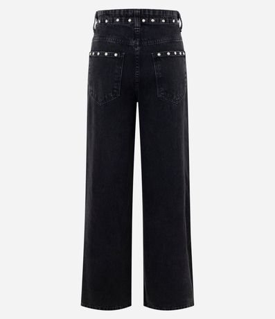 Pantalón Wide en Jeans con Tachas Laterales y Cintura Mediana 7