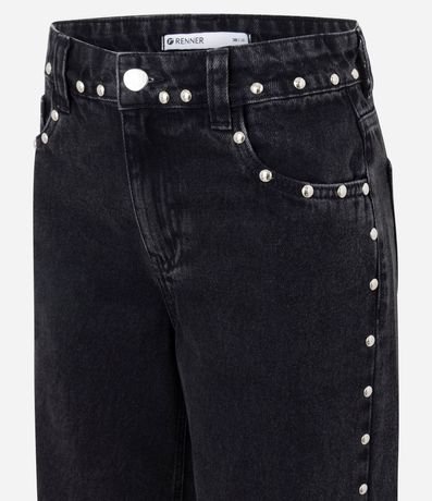 Pantalón Wide en Jeans con Tachas Laterales y Cintura Mediana 8