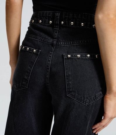 Pantalón Wide en Jeans con Tachas Laterales y Cintura Mediana 5