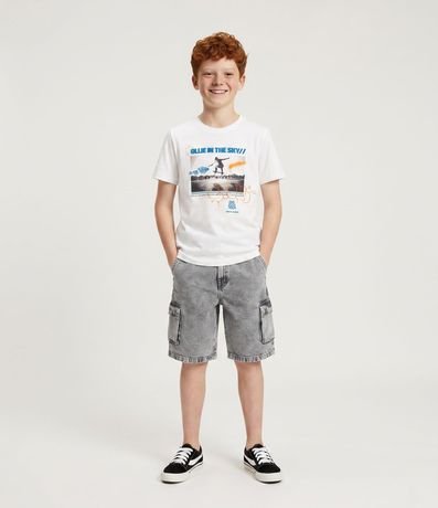 Remera Infantil Skate con Estampa en Puff - Talle 5 a 14 años