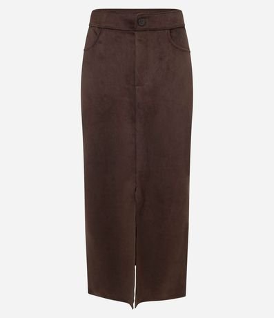 Pollera Midi en Gamuza con Bolsillos 5