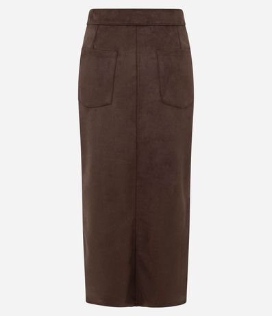 Pollera Midi en Gamuza con Bolsillos 7