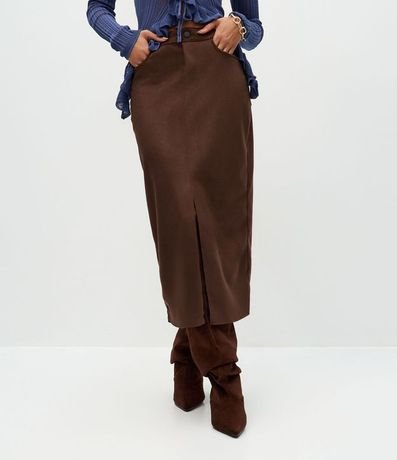 Pollera Midi en Gamuza con Bolsillos 3