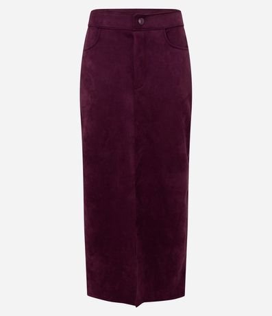 Pollera Midi en Gamuza con Bolsillos