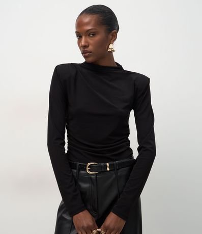 Blusa con Hombreras y Fruncido en los Laterales