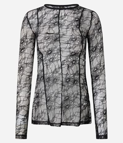 Blusa en Encaje Delicada con Mangas Largas 5