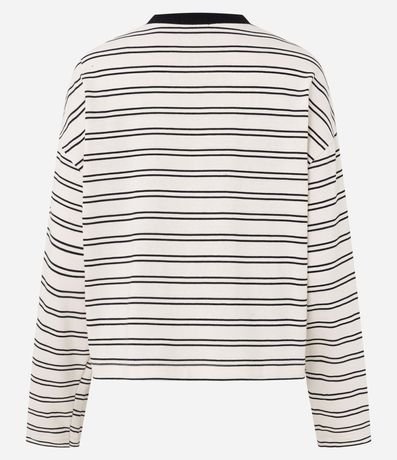 Blusa Oversize de Algodón con Rayas y Cuello Contrastante 6