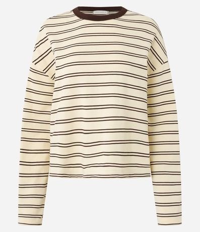 Blusa Oversize de Algodón con Rayas y Cuello Contrastante 2